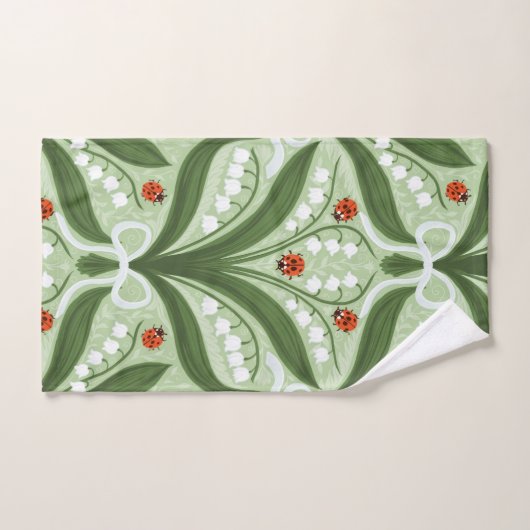 Lily des Tals und ladybugs Symmetrie in grün, Badhandtuch Set (Handtuch)