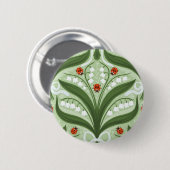 Lily des Tals und ladybugs Symmetrie in grün, Button (Vorne & Hinten)