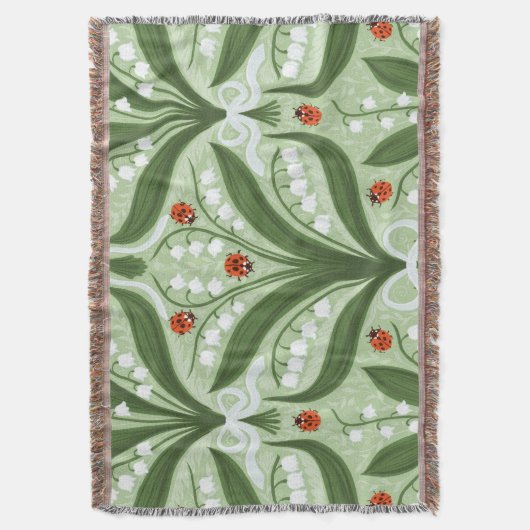 Lily des Tals und ladybugs Symmetrie in grün, Decke (Vorderseite Vertikal)