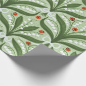 Lily des Tals und ladybugs Symmetrie in grün, Geschenkpapier (Ecke)