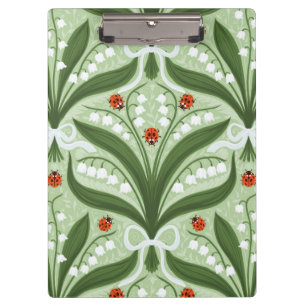 Lily des Tals und ladybugs Symmetrie in grün, Klemmbrett