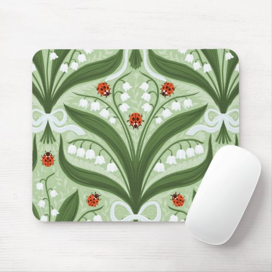 Lily des Tals und ladybugs Symmetrie in grün, Mousepad (Mit Mouse)