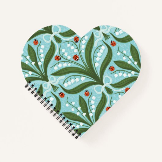 Lily des Tals und ladybugs Symmetrie in grün, Notizblock (Vorderseite)