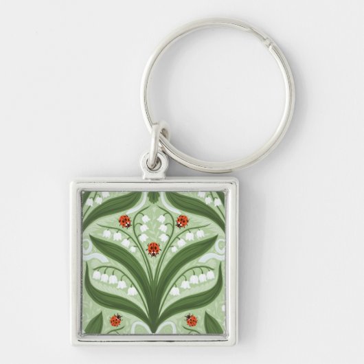 Lily des Tals und ladybugs Symmetrie in grün, Schlüsselanhänger (Vorne)