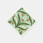 Lily des Tals und ladybugs Symmetrie in grün, Serviette (Ecke)