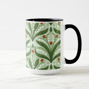 Lily des Tals und ladybugs Symmetrie in grün, Tasse