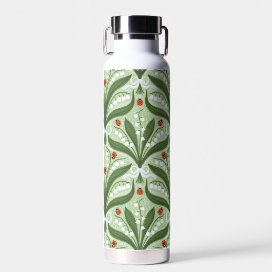 Lily des Tals und ladybugs Symmetrie in grün, Trinkflasche (Vorne)