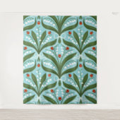 Lily des Tals und ladybugs Symmetrie in grün, Wandteppich (Vorderseite)