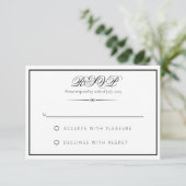 Lily - Elegante monochrome UAWG Response Card RSVP Karte (Stehend Vorderseite)