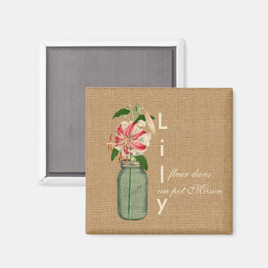 Lily flehe dans un pot Mason Magnet (Vorderseite/Rückseite)