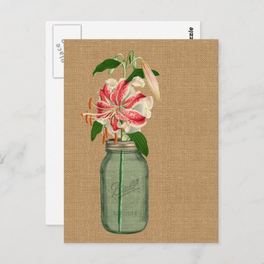 Lily flehe dans un pot Mason Postkarte (Vorne/Hinten)