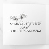 Lily Floral Hand Drawn Script Wedding Dreifach Gefaltete Einladung (Innen Erste Seite)