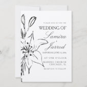 Lily Floral Line Art Ink Sketch Wedding Kraft (Vorderseite)