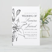 Lily Floral Line Art Ink Sketch Wedding Kraft (Stehend Vorderseite)