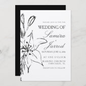 Lily Floral Line Art Ink Sketch Wedding Kraft (Vorne/Hinten)