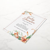 Lily Floral Orange Wasserfarbe Elegante Babydusche Folieneinladung (Gedreht)