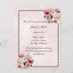 Lily Floral Pink Marble Wedding Party Einladung