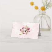 Lily Floral Pink Marmor Hochzeitstisch Platzkarte (Rückseite)