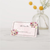 Lily Floral Pink Marmor Hochzeitstisch Platzkarte (Vorderseite)