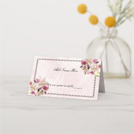 Lily Floral Pink Marmor Hochzeitstisch Platzkarte