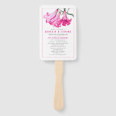 Lily Flower rosa Kunst Handfächer Hochzeitsprogram (Vorderseite)