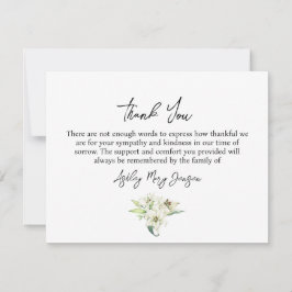 Lily Funeral Thank You Note Card Bereavement Dankeskarte