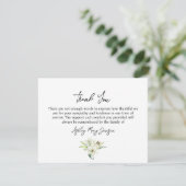 Lily Funeral Thank You Note Card Bereavement Dankeskarte (Stehend Vorderseite)