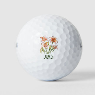 Lily Garden Flower Monogram Art Golfball