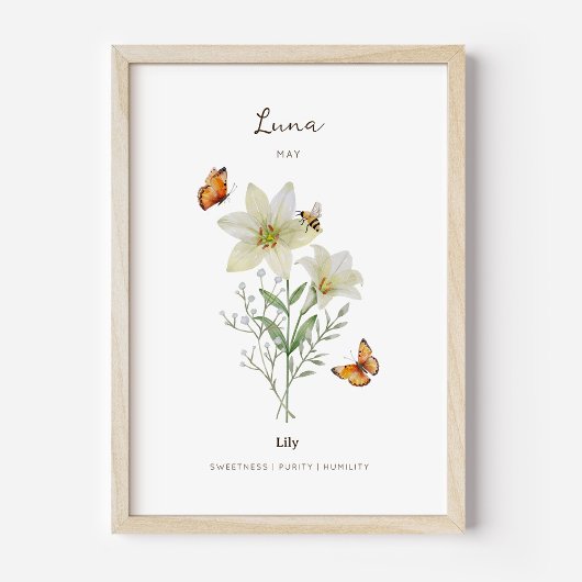 Lily-Geburtsmonats-Blumenposter Poster