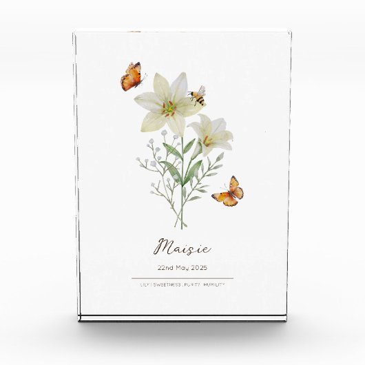 Lily-Geburtsmonatsblume Fotoblock (Vorderseite)