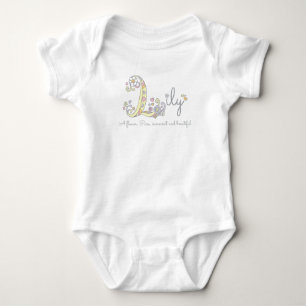 Lily Girls Name bedeutet L Monogramm Herz Baby Strampler