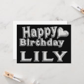 Lily Happy Birthday Karte Grußkarte mit Herz (Vorderseite/Rückseite Beispiel)