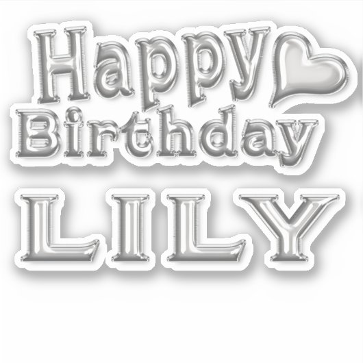 Lily Happy Birthday silver Aufkleber Sticker (Vorderseite)