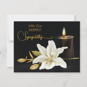 Lily Kerze Schwarz Gold Beileid Mitteilungskarte