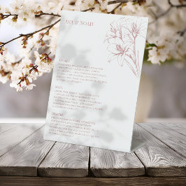 Lily Kontur Wedding Menu Pedestal Sign Sockelschild