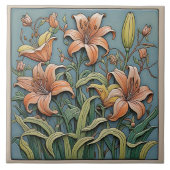 Lily - Kunsthandwerk Keramik Tile Fliese (Vorderseite)