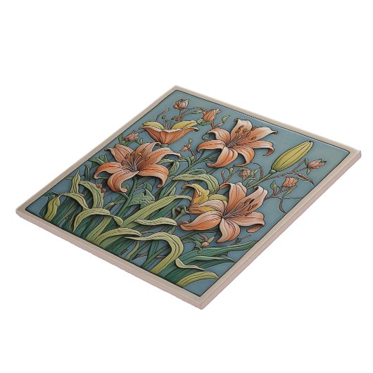 Lily - Kunsthandwerk Keramik Tile Fliese (Seite)