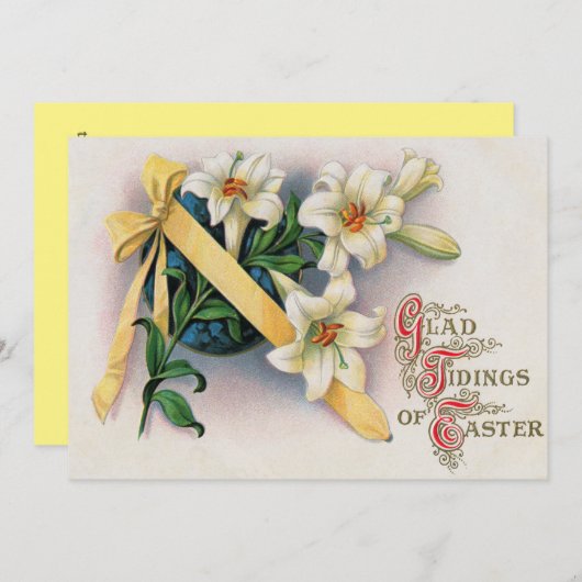 Lily Lilies Yellow Ribbon Einladung (Vorne/Hinten)