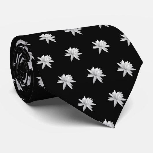 Lily Lotus Black und White Pattern Krawatte (Gerollt)