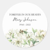 Lily Memorial Funeral Classic Round Sticker (Vorderseite)