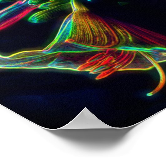 Lily Mirror Abstrakt Neon Blume Art Poster (Ecke)