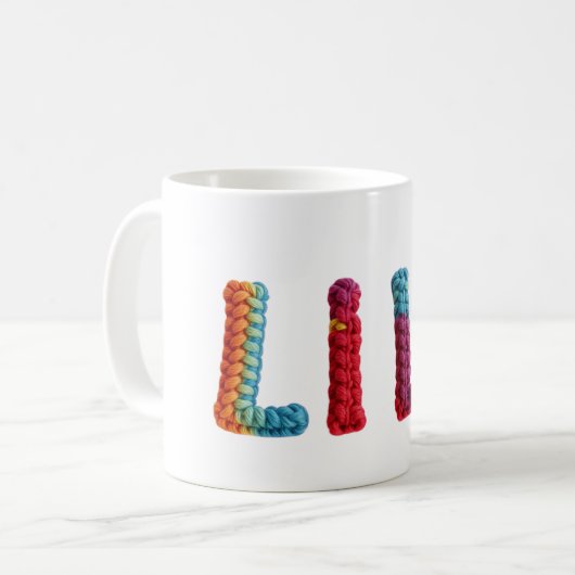 Lily Name in Vibranet Crochet Pattern Kaffeetasse (Vorderseite Links)