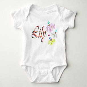 Lily, Name, Logo, mit Kätzchen, Baby Strampler