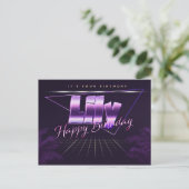 Lily Name Vorname lila Postkarte Geburtstag (Stehend Vorderseite)