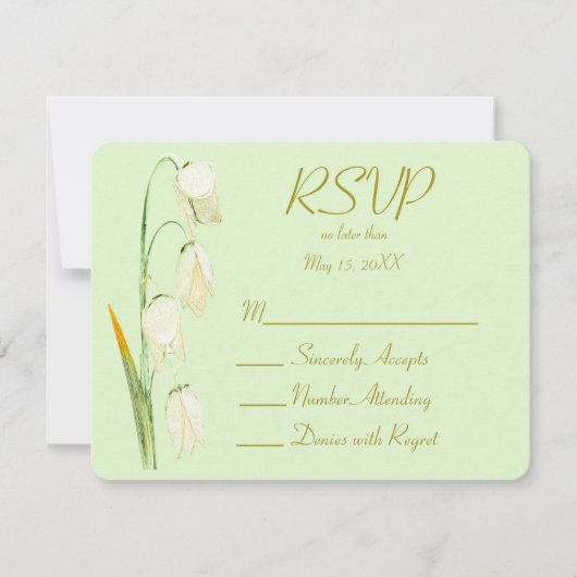 Lily of Norway Sage Wedding RSVP Karte (Vorderseite)