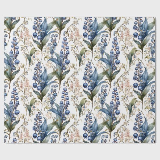 Lily of the Valley and Hawthorn Blumenmuster Geschenkpapier (Flach)