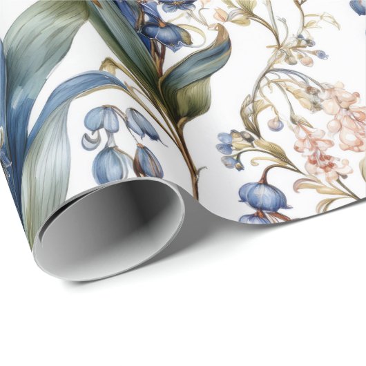 Lily of the Valley and Hawthorn Blumenmuster Geschenkpapier (Rolleneckpunkt)