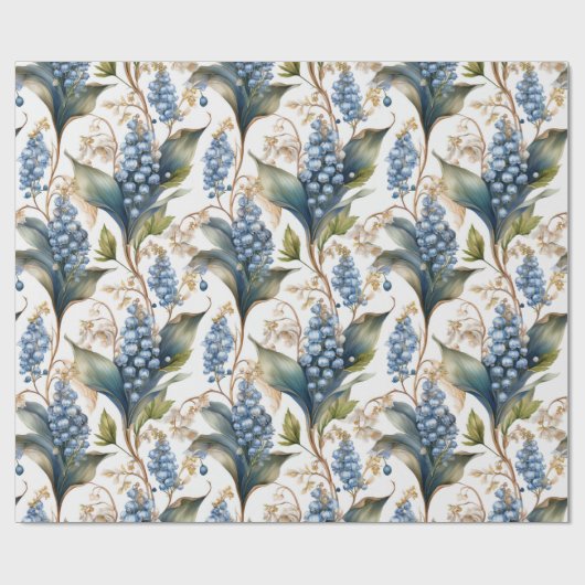 Lily of the Valley and Hawthorn Blumenmuster Geschenkpapier (Flach)