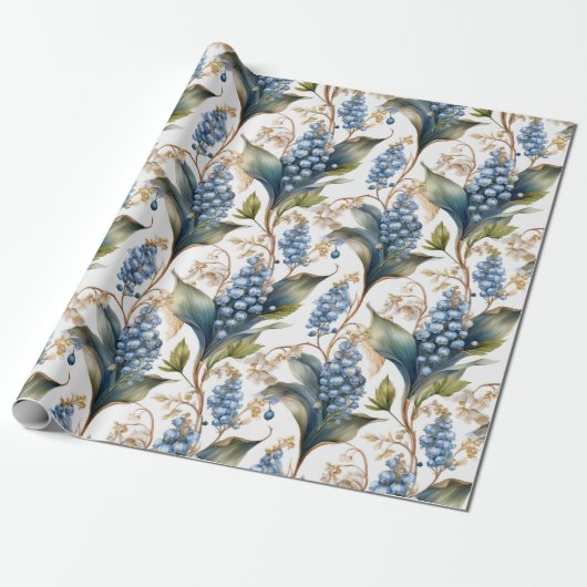 Lily of the Valley and Hawthorn Blumenmuster Geschenkpapier (Ungerollt)