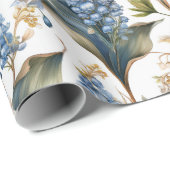 Lily of the Valley and Hawthorn Blumenmuster Geschenkpapier (Rolleneckpunkt)